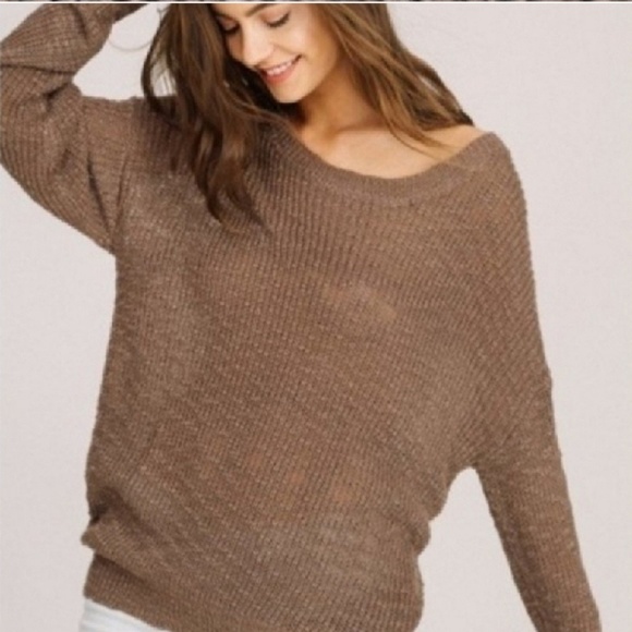 Mocha Open Back Knit Sweater - Picture 3 of 6